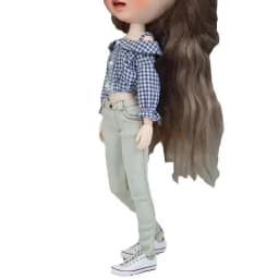 Blythe Doll Clothes Ripped Jeans And Pink White Black T-shirt For Doll OB24 Azone Doll Outfits