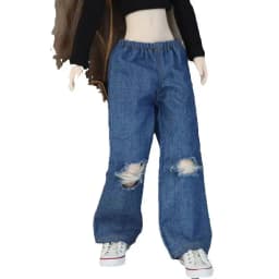 Blythe Doll Clothes Ripped Jeans And Pink White Black T-shirt For Doll OB24 Azone Doll Outfits