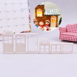 Multi Styles 1/12 Dollhouse Miniature Villa, Plastic Doors and Windows Model DIY Accessories Doll House Furniture Toys
