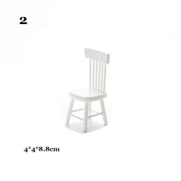 1/12 Dollhouse Decoration Miniature Table Furniture Toys Simulation Chair Model Set Wooden White Dining Table Doll Accessories