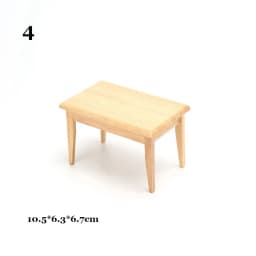 1/12 Dollhouse Decoration Miniature Table Furniture Toys Simulation Chair Model Set Wooden White Dining Table Doll Accessories