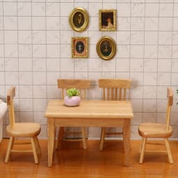 1/12 Dollhouse Decoration Miniature Table Furniture Toys Simulation Chair Model Set Wooden White Dining Table Doll Accessories