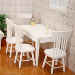 1/12 Dollhouse Decoration Miniature Table Furniture Toys Simulation Chair Model Set Wooden White Dining Table Doll Accessories