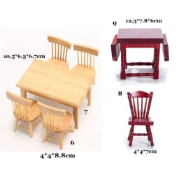 1/12 Dollhouse Decoration Miniature Table Furniture Toys Simulation Chair Model Set Wooden White Dining Table Doll Accessories