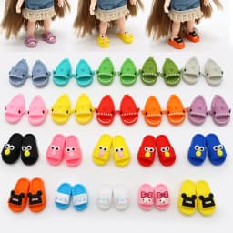 Cute Shark Slippers Doll Shoes Plastic Doll Shoes Suit for Ob11 P9 OB22 Blyth BJD12 1/6BJD YOSD Doll Accessories Gift for Girls