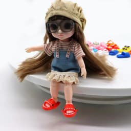 Cute Shark Slippers Doll Shoes Plastic Doll Shoes Suit for Ob11 P9 OB22 Blyth BJD12 1/6BJD YOSD Doll Accessories Gift for Girls