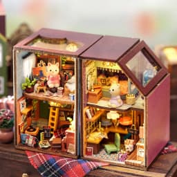 New DIY Mini Rabbit Town Casa Wooden Doll Houses Miniature Building Kits with Furniture Dollhouse Toys for Girls Birthday Gifts