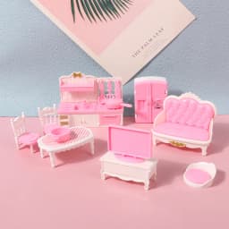 4/7/10/11Pcs Miniature Dollhouse Furniture Accessoies Kid Toys Kitchen Bedroom Living Room Bathroom Cooking Things For Doll Game