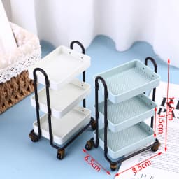 1:12 Dollhouse Trolley Dining Car Shelf Bookshelf with Wheels Storage Display Rack Furniture Accessories For Doll House Decor