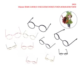 5PCS Miniature Eyeglasses Metal Round Frame Lensless Eyewear Toy Retro Doll Glasses DIY Doll Dressing Accessories Spectacles
