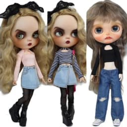 Blythe Doll Clothes Shirt Jeans Pants Skirt for Ob24 Ob22 Azone Dolls Shirt