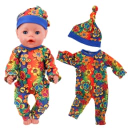 Doll Clothes Long One Piece Pajamas + Nightcap For 18Inch American&43Cm Baby Doll Accessories Nenuco Sleeping Blanket