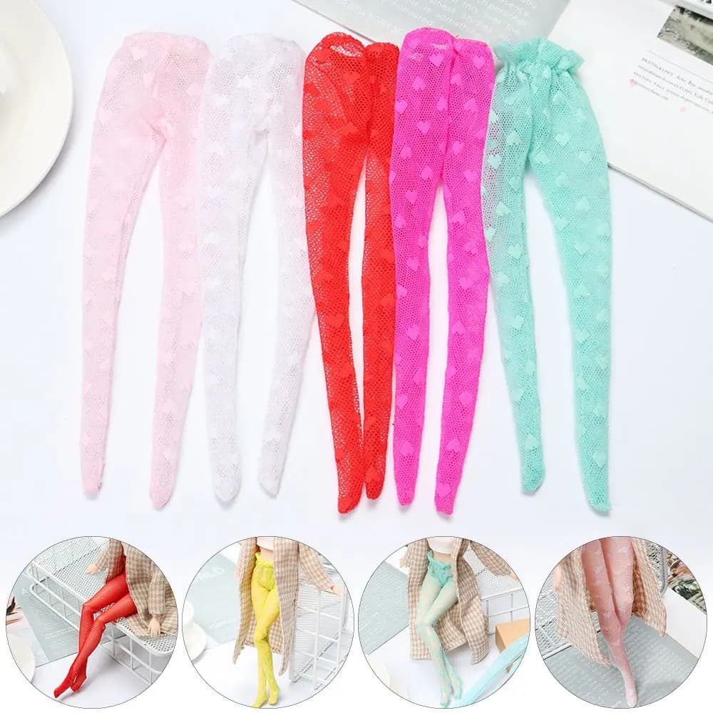 Love Heart Pattern Doll Silk Stockings Toy Dress Up Game Elestic Legging Colorful PanPant Hose Fit 1/6 Scale Dolls Accessories