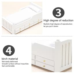 1:12 Dollhouse Miniature Bed White European Single Bed With Drawer Bedroom Furniture Model Decor Toy Doll House Accessories