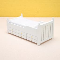 1:12 Dollhouse Miniature Bed White European Single Bed With Drawer Bedroom Furniture Model Decor Toy Doll House Accessories