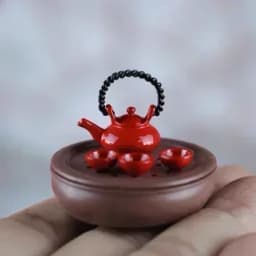 Doll House Mini Teacup Set Miniature Shelf Table Bowl Fired Cartoon Teapot Ceramic Toy Model of Children's Home Tea Set