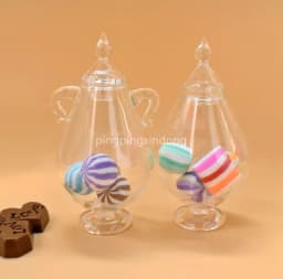 Dollhouse Mini Candy Jar Tea Jar Mini Cake Tray Miniature Storage Jar Glass Perfume bottle Dollhouse Accessories Decoration