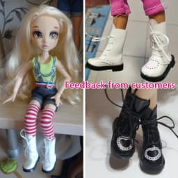 1Pair Mini PU Leather Boots Heart Bandage Shoes for 1/6 Doll Toy Accessories Handmade ob24 Doll Shoes Child Toys Birthday Gifts