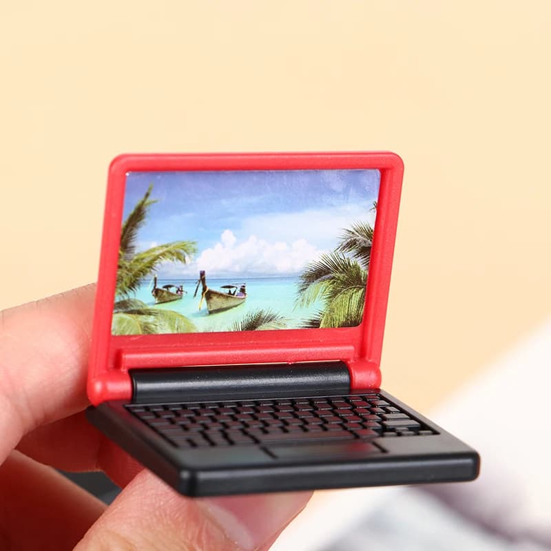 2pcs Creative Dollhouse Miniature Modern Computer Furniture For Children Toy Furniture For Dolls Laptop Computer
