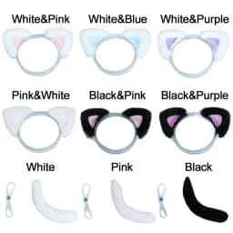 20CM Dolls Accessories Plush Cat Ear Headband Soft Tail Plush Toys Doll Headwear For 14inch Doll Clothes Hair Decoration