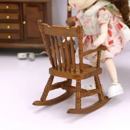 1/12 Dollhouse Miniature Rocking Chair Wooden Stool Armchair Modle Toys Furniture Pretend Play Doll House Decor Accessories