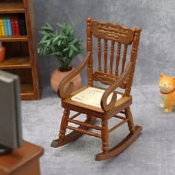 1/12 Dollhouse Miniature Rocking Chair Wooden Stool Armchair Modle Toys Furniture Pretend Play Doll House Decor Accessories
