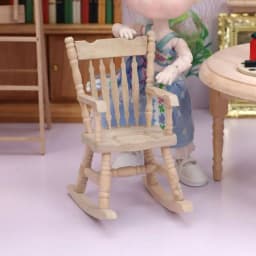 1/12 Dollhouse Miniature Rocking Chair Wooden Stool Armchair Modle Toys Furniture Pretend Play Doll House Decor Accessories