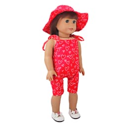 Red Color Summer Style One-piece Garment+Hat Doll Clothes Set Suit For 18 Inch American&43cm Baby New Born.OG Girl Dolls Toy