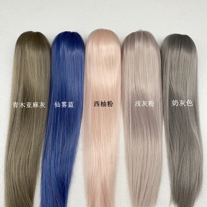 Doll's Wig for 1/3 1/4 1/6 Bjd Doll Long Straight Hair Mid Split Soft High Temperature Silk Girl Toys Accessory, No Doll