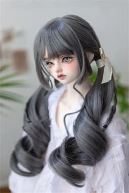 BJD/SD Doll Wig Toys Girls Elegant 1/3 1/4 High Temperature Silk Pink Gray Golden Curly Double Ponytail Gifts Doll Accessories