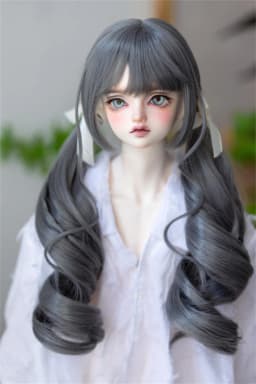 BJD/SD Doll Wig Toys Girls Elegant 1/3 1/4 High Temperature Silk Pink Gray Golden Curly Double Ponytail Gifts Doll Accessories