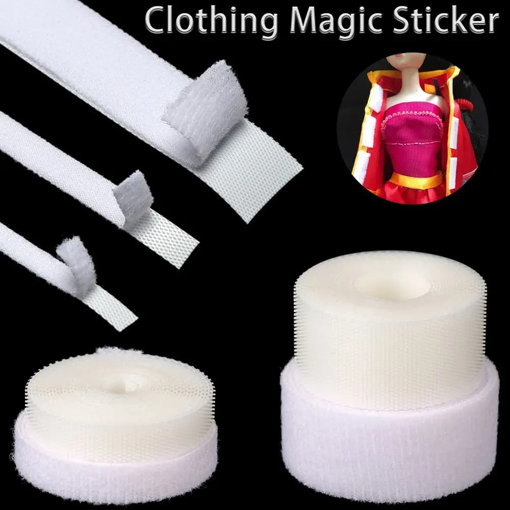 Newest 6/8/20mm Width Black/White Thin Paste Strap Doll Sewing Stickers Magic Tapes Sticker Clothes Fastener Tape