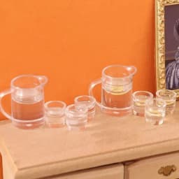 1Set 1/12 Miniature Dollhouse Mini Lemon Water Kettle with Glasses Orange Juice Jug Play Kitchen Doll Food Model Toy Accessories