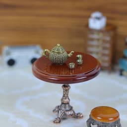1/12 Wood Miniature Doll House Accessories Simulation Retro Coffee Stool/Table Furniture Model Family Toy Decorations