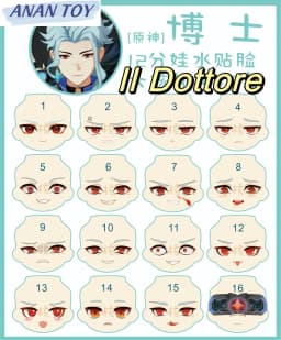 The Doctor Dottore Ob11 Face YMY Doll Handmade Water Sticker Faceplate Anime Cosplay Toy Accessories