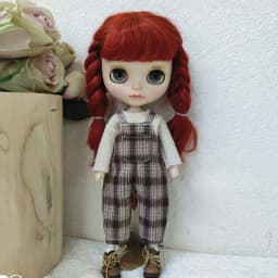 New Vintage Blyth Doll Clothing Casual Plaid Long Sleeve Top Strap Pants Ymy Licca Azones Ob24 Ob27 Doll Accessories