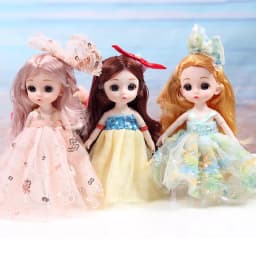 17cm BJD Dolls and Clothes Multiple Removable Movable 13 Joints Mini Girl 3D Eyes Dolls Princess Dress Up Girls Birthday Gifts