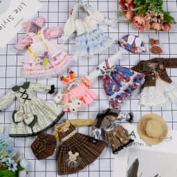 New 28cm Doll's Clothes Suit 1/6 Bjd Skirt with Hat/ Headdress for 12inch Princess Doll Dress Up Accessories