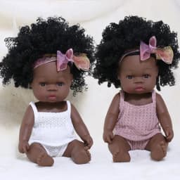 35cm Newborn Reborn African Doll Simulation Soft Vinyl Lifelike Toys Christmas Birthday Toys Dolls for Adults Birthday Gifts