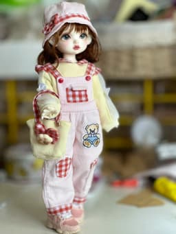BJD doll clothes for 1/4 1/5 1/6 size cute doll clothes overalls set BJD doll clothes 1/4 1/5 1/6 doll accessories (5 points)