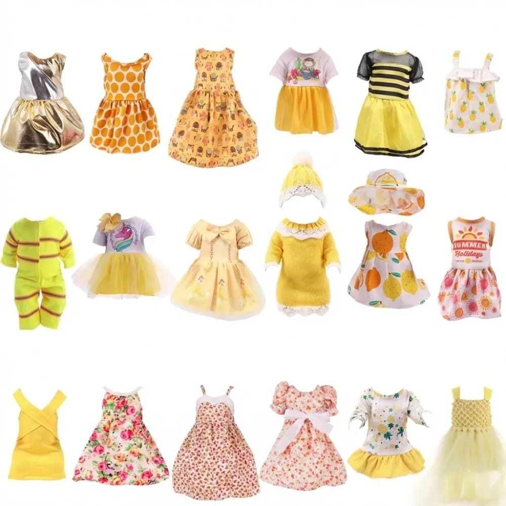 25 Styles Yellow Skirt Doll Clothes For 43 Cm Baby Doll & 18 inch American Doll Girl's Dress,Our Generation Accessories Toys