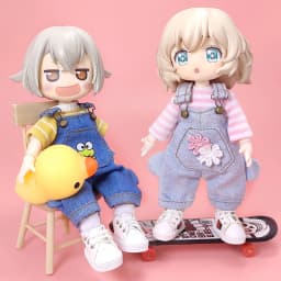 Kawaii 1/12 BJD Doll Clothes Fashion Suspender Pants Dolls jeans for ob11,gsc,body9 Dolls Accessories Obitsu 11 Clothes