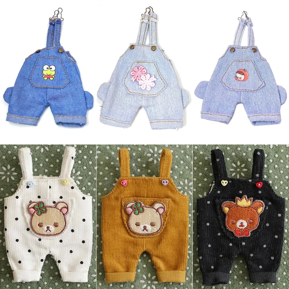 Kawaii 1/12 BJD Doll Clothes Fashion Suspender Pants Dolls jeans for ob11,gsc,body9 Dolls Accessories Obitsu 11 Clothes
