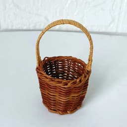 1Pcs Dollhouse Miniature Woven Flower Basket Hand Basket Storage Basket Kids Pretend Play Toy Doll House Accessories