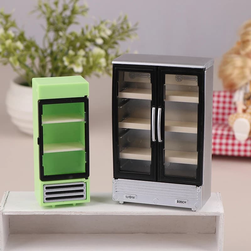 1/12 Dollhouse Simulation Refrigerator Freezer Model Dollhouse Mini Furniture Accessories Dolls House Decoration Toys
