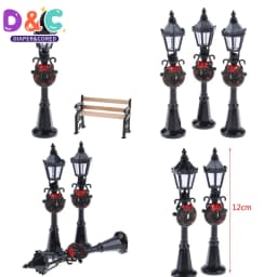 1Pc 1:12 Dollhouse Miniature Christmas Park Street Lamp Doll Streetlight Toy For Doll house Garden Decoration
