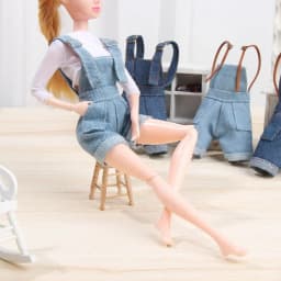 Solid Color Doll Overalls for 29 cm Doll 1/6 Doll Mini White T-shirt Doll Clothes DIY Play House Dressing Up Kids Gift Accessory