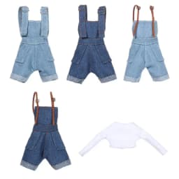 Solid Color Doll Overalls for 29 cm Doll 1/6 Doll Mini White T-shirt Doll Clothes DIY Play House Dressing Up Kids Gift Accessory