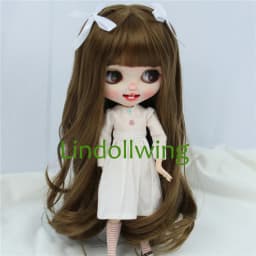 9-10 inch Blyth Wig Long Muffled Cyan Curly Wig