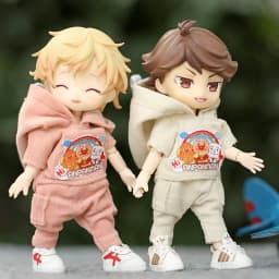 Cartoon OB11 overalls jumpsuit clothes clothes With Hat Doll Accessories Clothing for ob11,obitsu 11,molly, gsc,1/12 BJD Dolls